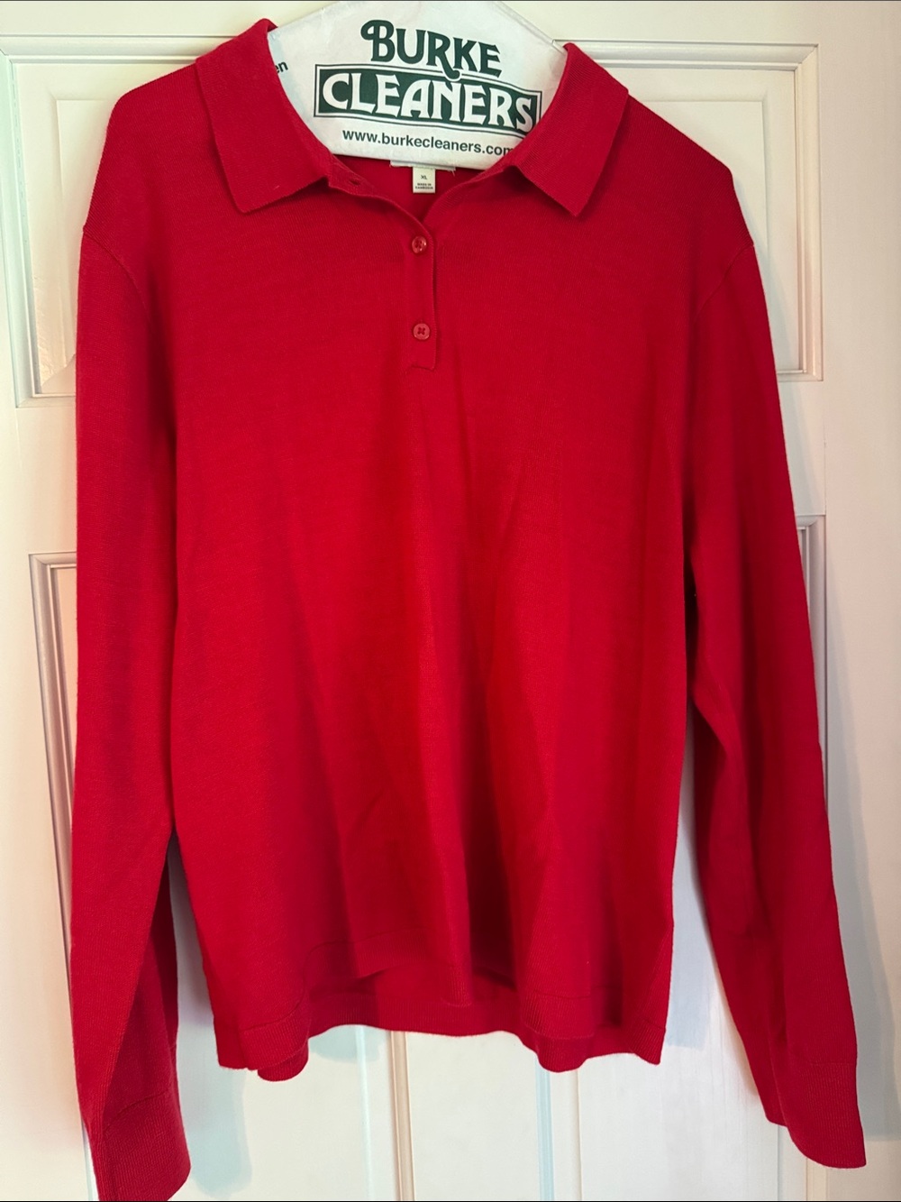 J. Crew Red Long-Sleeve Polo Sweater